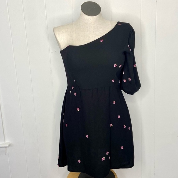 NWT Park & Fifth Carall Mini Dress in Rosebud Women’s Size Large One Shoulder - Picture 2 of 9